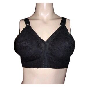 Vintage Playtex Black 18-Hour Lacy Unpadded‎ Bra Lingerie 40B